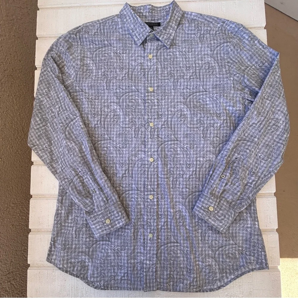 Banana Republic Men’s Paisley Button Down Tailored Slim‎ Fit Size XL